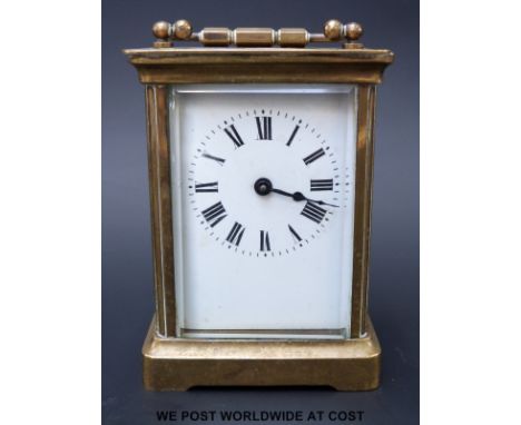 A brass cased French carriage clock, Wiltshire Constabulary inscription, 1911 