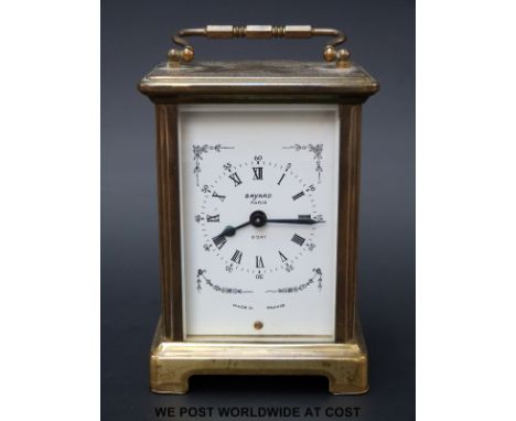 A Bayard carriage clock with keyless movement, floral and foliate decoration to dial 