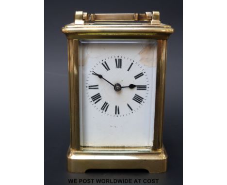 A French brass carriage clock, timepiece