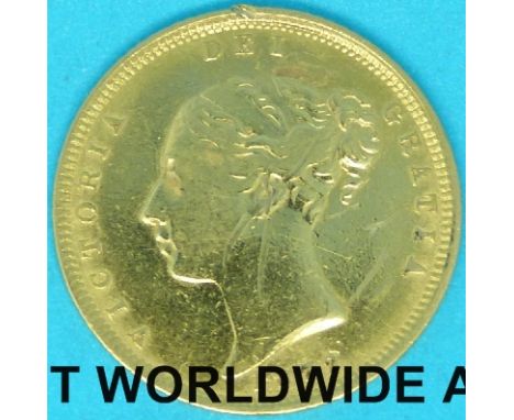 An 1872 Victoria young head gold half sovereign die no 96, first reverse