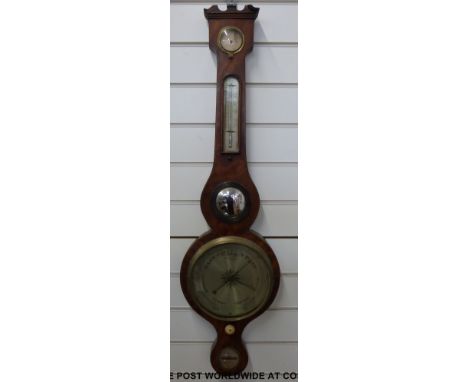 J.N. Gestra, Newport Georgian barometer in mahogany case with string inlaid decoration