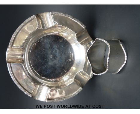 A hallmarked Walker & Hall silver ashtray and a silver napkin ring (130g)