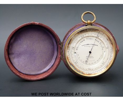 A cased Parkinson and Frodsham 4 Change Alley Cornhill London pocket barometer/thermometer diameter 7cm