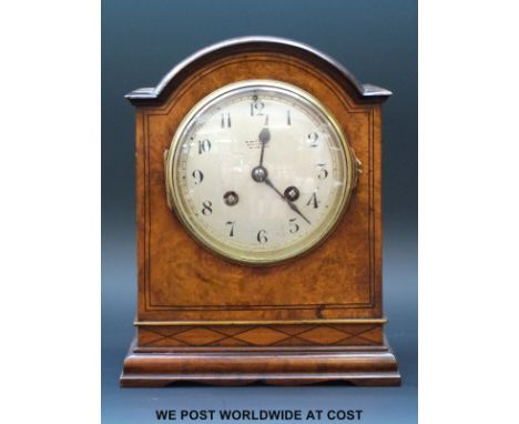 A Walnut cased two train mantel clock marked R. Stewart Glasgow, the movement by Samuel Mark, Paris