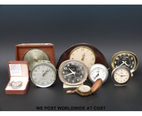 A collection of vintage alarm clocks including Big Ben, Baby Ben, Smiths etc.