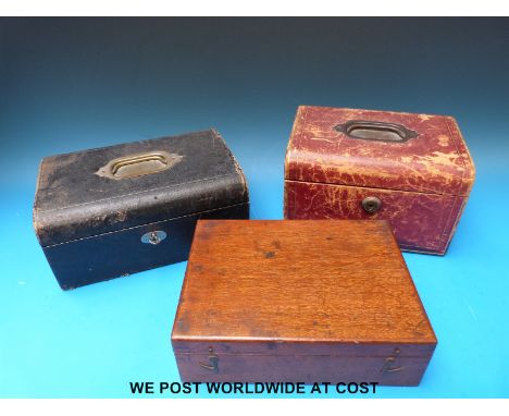 Two vintage jewellery boxes and a wooden cigar box