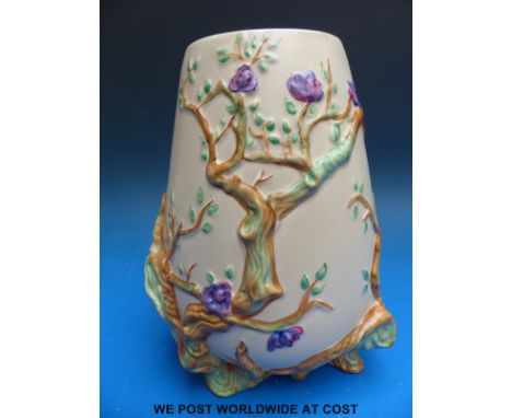 A Clarice Cliff relief moulded Indian Tree conical jug (shape no 989) with Newport Pottery stamp to base (20.5cm tall)