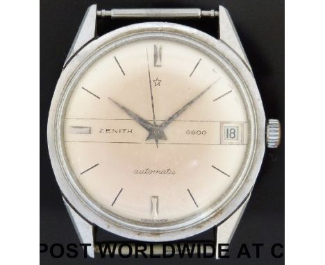 Zenith 6600 automatic wristwatch with date aperture and baton markers, in stainless steel case, case diameter 32mm. 