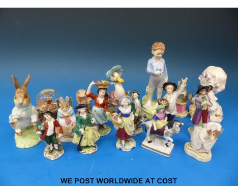 Royal Albert Beatrix Potter figures, Royal Worcester 'She Loves Me Not' figure, continental figures etc 