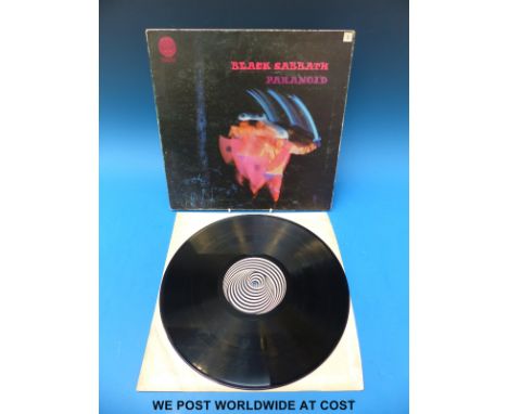 Black Sabbath “Paranoid” LP, first pressing (Vertigo 6360 011 with large swirl label and Vertigo swirl inner bag).  The sleev