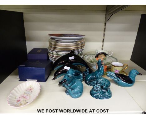 A collection of ceramics including Royal Worcester cup and saucer, Royal Albert Lily of the Valley trio, Poole pottery, Portm