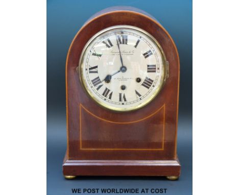 A Camerer, Cuss & Co. 122 High Street, Peckham and 56 New Oxford St., London arched cased mahogany Westminster chiming three 