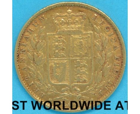 A cased 1853 Victoria young head gold full sovereign, first reverse, no die mark