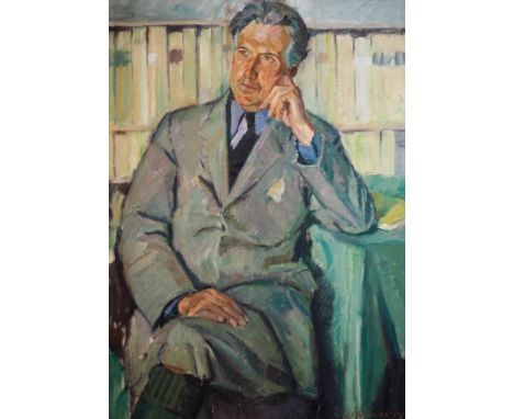WILKIE, K. C., Englische Schule,Öl/ Leinwand/ Karton, 3/4-Portrait eines galanten Herrn, ca. 97,5, x 70,5 cm, oben Malschicht