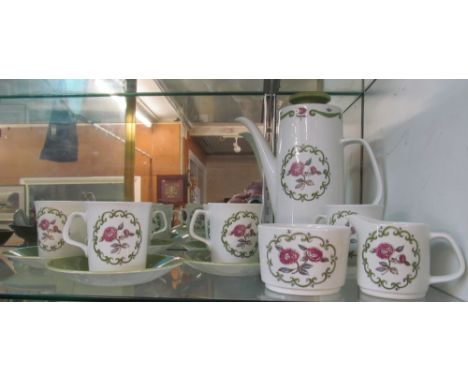 A 1960s Studio Meakin coffee set six cups and saucers, coffee pot, milk and sugar