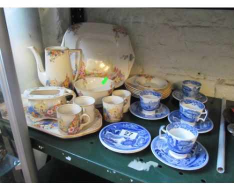 Four Copeland Spode coffee cups and six saucers and a 1930s part teaset (s/a/f)