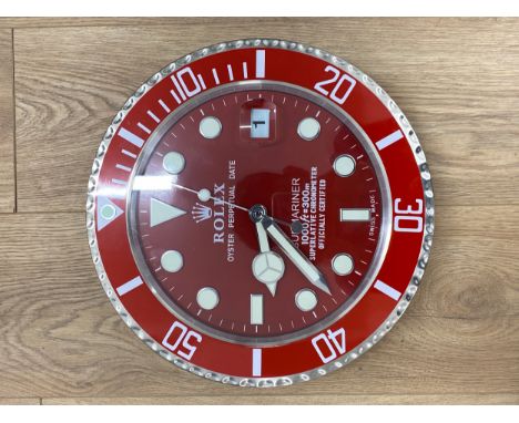 working Rolex style submariner wall clock in good condition