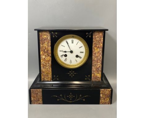 French black marble and granite design mantle clock 