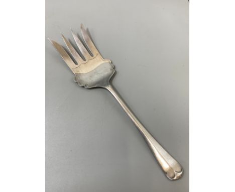 Silver hallmarked Sheffield 1927 large serving fork, weight 76.65 grams 