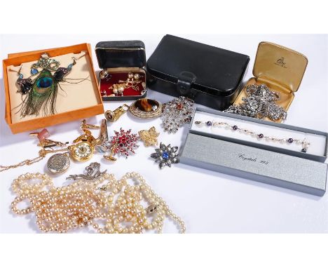 Costume jewellery, to include brooches, earrings, chains, cufflinks, etc, (qty)