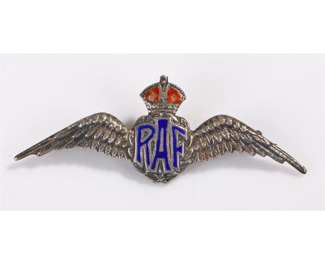 RAF silver sweet heart brooch, decorated with enamel 