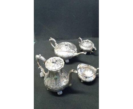 Silver plated Coffee/tea service set, includes Coffee pot,tea pot, sugar bowl and creamer, (4)