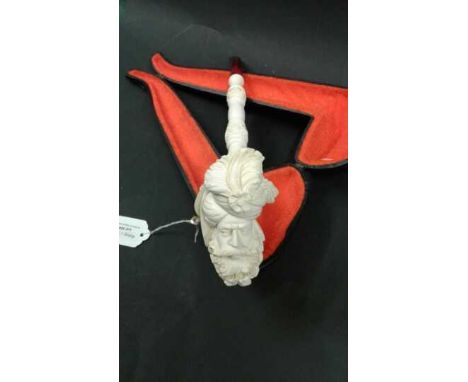 Meerschaum pipe carved as a turbaned head, 37cm in length
