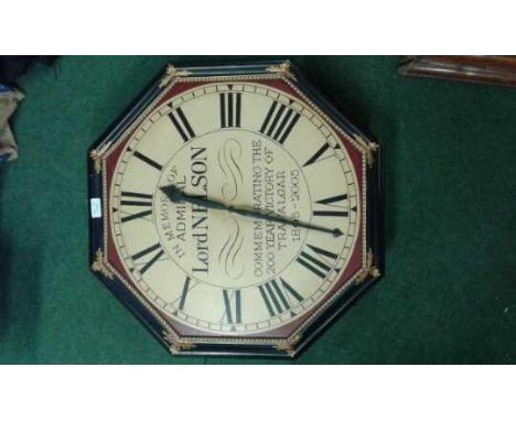 Commemorative tavern clock in memory of Admiral Nelson, 56 cm x 56 cm