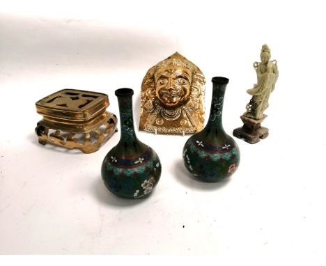 A pair of Chinese cloisonné enamel vases of ovoid form,  with a design of blossoming branches and ruyi head sceptres, height 