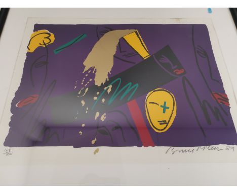 abstract faces and forms. Signed lower right 'Bruce McLean', dated '89' and numbered 418 of 500, in pencil. Framed and glazed