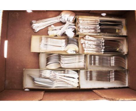 Extensive canteen of silver plated Kings pattern cutlery by Black &amp; Barlow, comprising, twelve dinner knives, twelve star