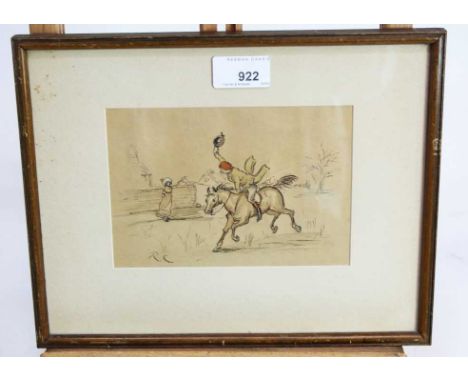Attributed to Randolph Caldecott (1846-1886) ink and watercolour illustration from 'The Fox jumps over the Parson's Gate, ini