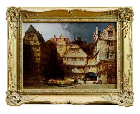 William Callow (1812-1908) oil on canvas - French street scene, initialled, in gilt frame, 24cm x 34cmCondition report: Initi