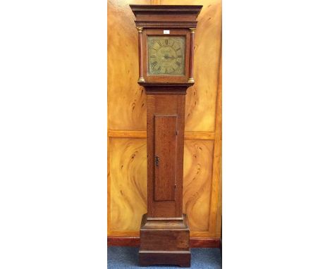 18th century 30 hour longcase clock by Geo. Spurr,Aylesbury with square brass dial and single hand striking on bell in oak ca