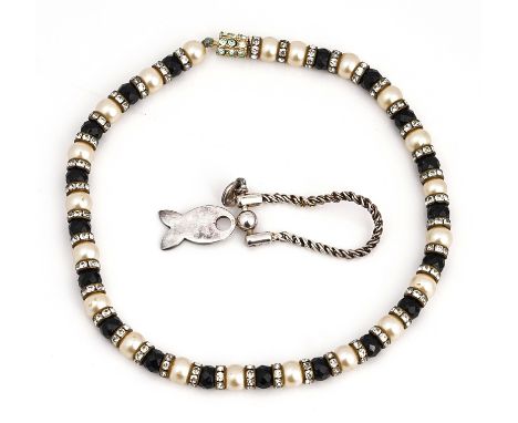 Tiffany; a silver keyring in the form of a fish and a costume necklace (2)The key ring, weight 15 gms with a pouch and Tiffan