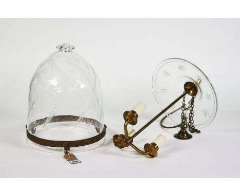 FOUR REGENCY STYLE  CUT GLASS THREE LIGHT HALL LANTERNS (4)By Vaughan, ModernEach with pressed brass collar and birds’ heads 