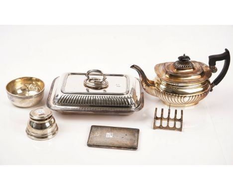 Three items of silver and three plated items (6)Comprising; a Gorham Sterling circular bowl, a toastrack, Sheffield 1958, a c