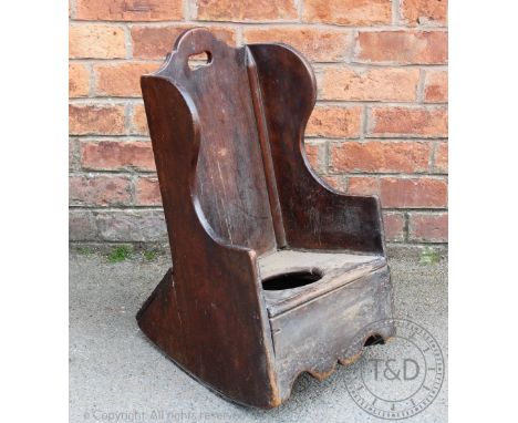 A George III childs rocking commode chair, 64cm H (at fault)