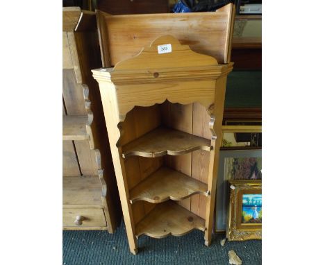 A Pine Wall Hanging Corner Shelf Unit and A CD Rack. 