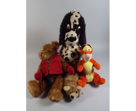 A Collection of Soft Toys to Include A Merrythought Dog, Disney Tigger Scoozie Pine Martin and American TS Teddy. 