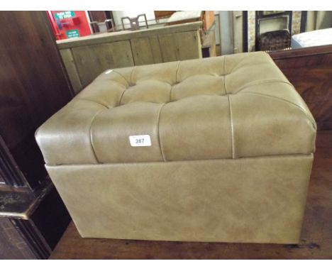 A Leatherette Box Stool with Button Top. 