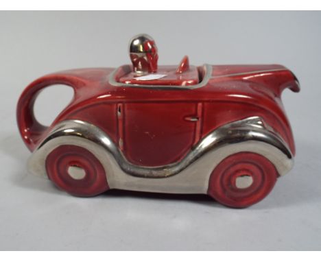 A Sadler Novelty Teapot, Racing Car Number 820236 in Maroon and Chrome.