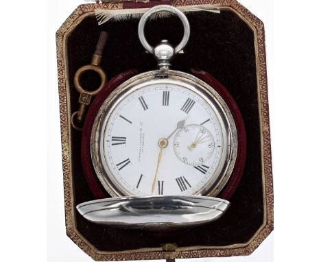 Victorian silver lever hunter pocket watch, Birmingham 1880, signed Stewart Dawson, Liverpool, no. 27996, with dust cover, or