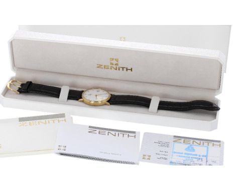 Zenith quartz 9ct gentleman's wristwatch, circa 1996, case ref. 330080226, white dial with baton markers, date aperture and c