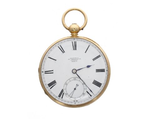 Bennett - 18ct pocket chronometer, London 1856, signed movement, no. 40034, spring detent escapement, compensated balance and