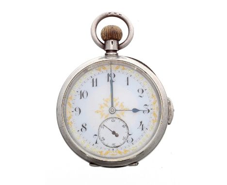 Swiss silver lever quarter repeating pocket watch in need of repair, the dial with Arabic numerals and subsidiary seconds wit