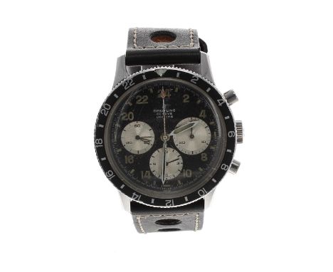 Rare Breitling Unitime chronograph stainless steel gentleman's wristwatch, ref. 1765, circa 1969, serial no. 127xxxx, rotatin