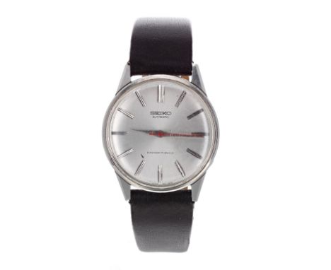 Seiko Sportsmatic Diashock automatic stainless steel gentleman's wristwatch, ref. 15035, silvered dial with baton markers and