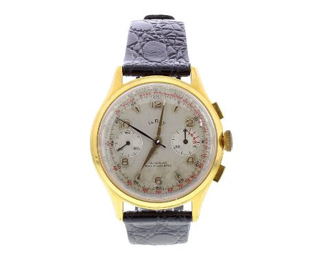 Le Roy gold plated chronograph gentleman's wristwatch, circa 1950s, silvered dial with Arabic numerals and baton markers, chr