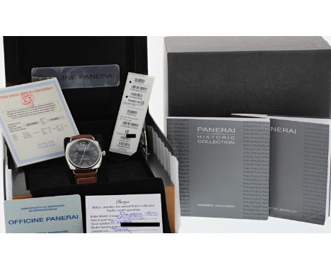 Panerai Radiomir Black Seal stainless steel gentleman's wristwatch, ref. OP 6644, circa 2008, serial no. BB 128xxxx, tan leat